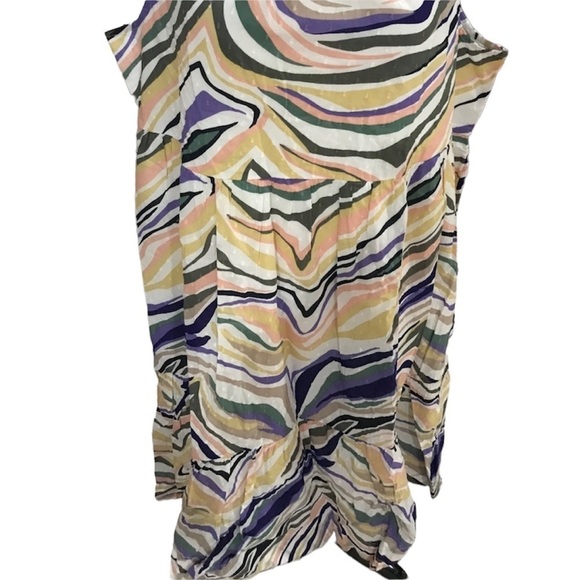 Anthropologie Faustina Dress 16 Colorful Midi Marbled Striped Preppy Chic Retro - Picture 3 of 15